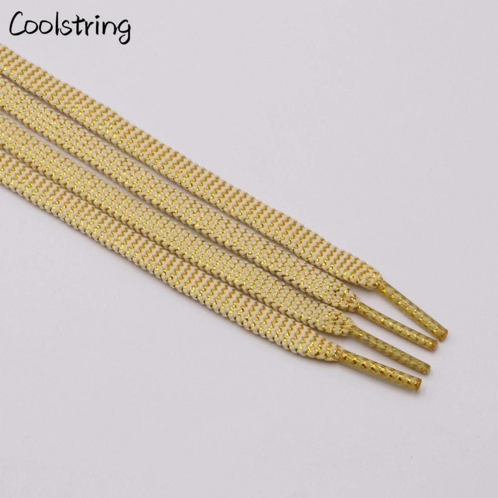 Cool 0.7cm Two Colors Mixed Shiny Gold And Silver Thread Sport Sneakers Flat Shoelaces Bootlaces