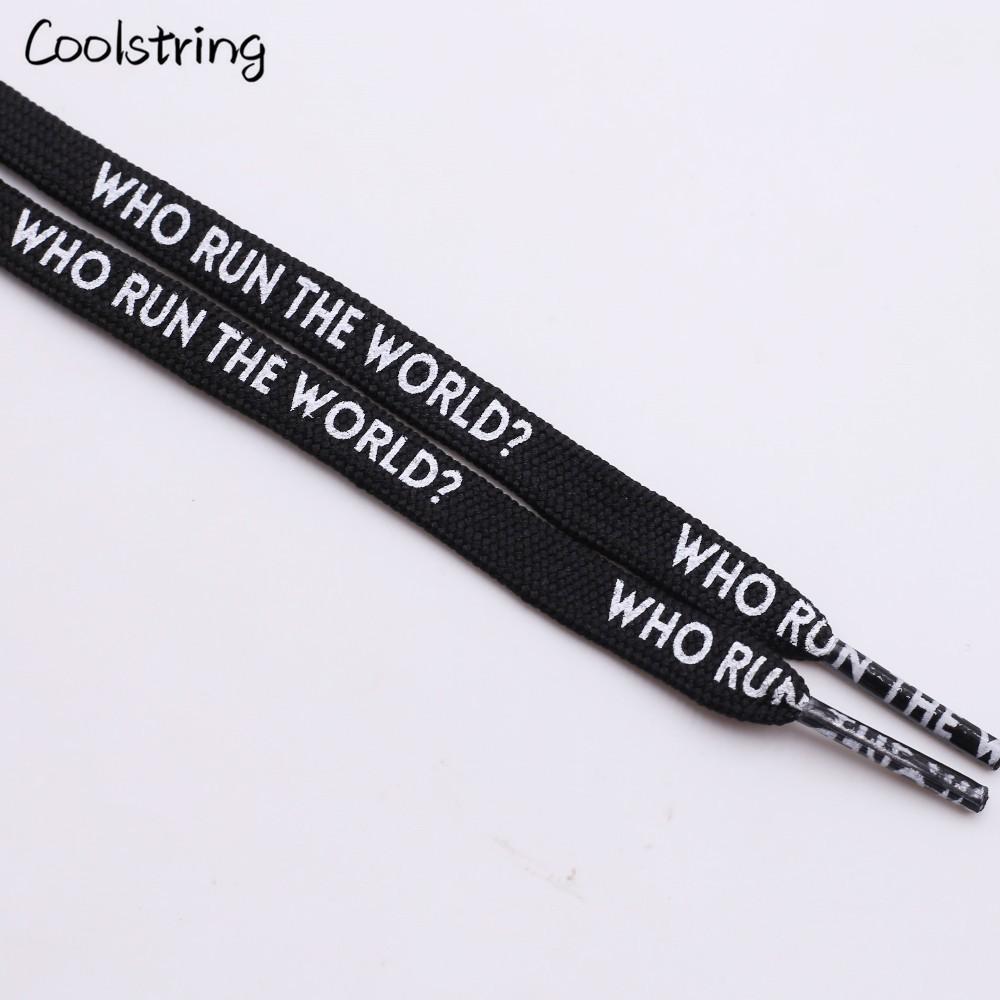 7MM Who Run The World Slogo Shoelaces Double-sided Printed Flat Sneakers Basketball Shoestring