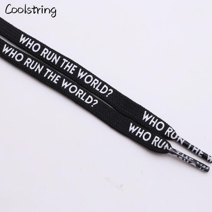 7MM Who Run The World Slogo Shoelaces Double-sided Printed Flat Sneakers Basketball Shoestring