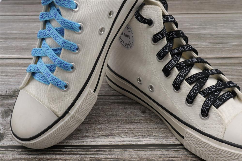 7MM Black-White Blue-Sapphire "ERX" Letter Printing Shoelaces Women Sneaker 2021 Canvas Ropes Flat