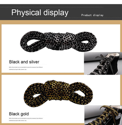 8MM A Pair Shoe Accessories Cheaper Metallic Yarn Shining Shoelaces Rough Texture For Business Men