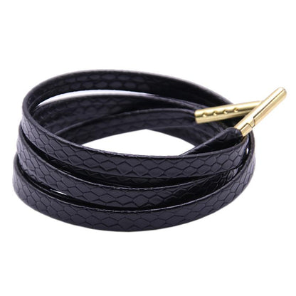 6 Colors Flat Snakeskin Snake Shoe Laces Luxury PU Leather LE ShoeLaces With Gold Metal Aglets For