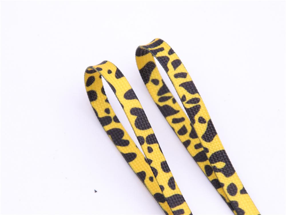 Fashion Trend 7mm Polyester Digital Printed Leopard Flat Sports Laces Thermal Transfer Shoelaces