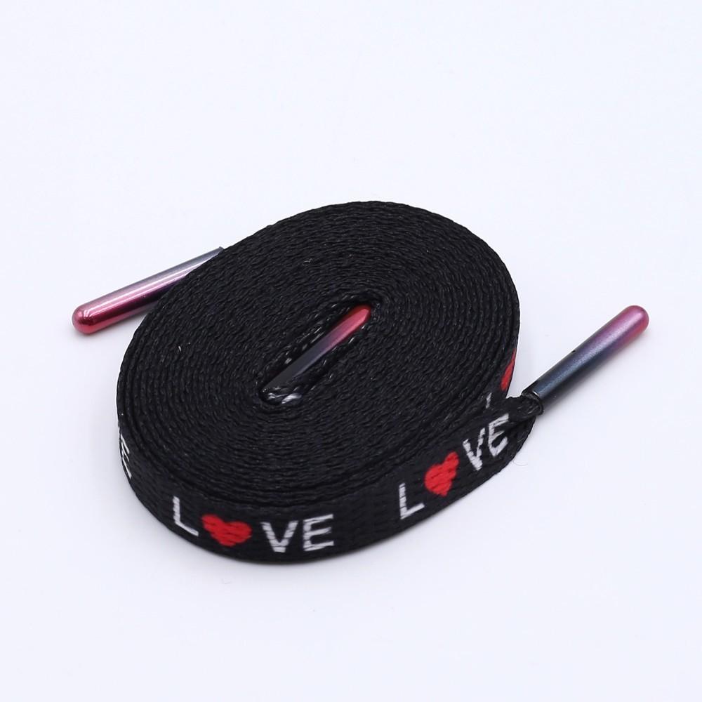 7mm Thermal Transfer Bootlace Flat Single Layer Network Laces With Printing Sublimated Love
