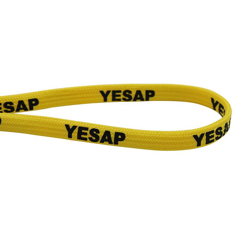 7MM Superior Shoe Accessory Silk Screen Yellow Black Letter Printing Unisex Canvas Shoelaces