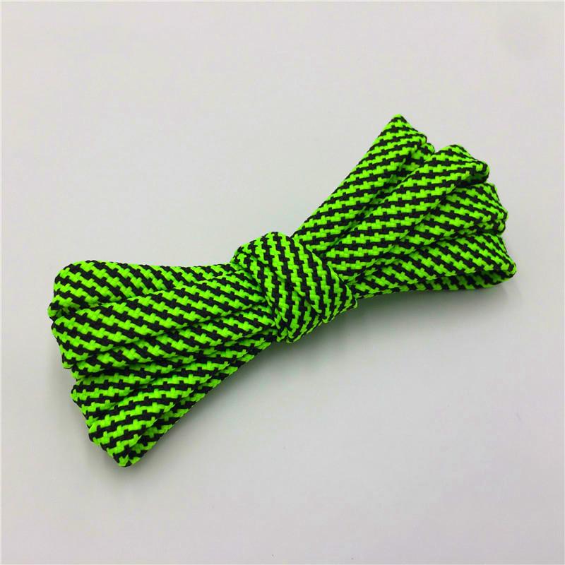 7mm Premium Black-Green Striped Flat Polyester Shoelaces For Boots lacet Casual Canvas Sneaker Easy