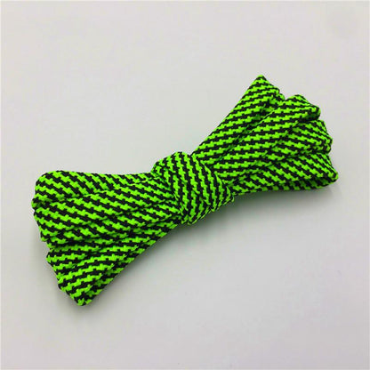 7mm Premium Black-Green Striped Flat Polyester Shoelaces For Boots lacet Casual Canvas Sneaker Easy