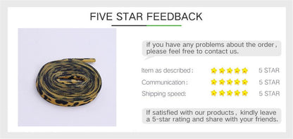 Fashion Trend 7mm Polyester Digital Printed Leopard Flat Sports Laces Thermal Transfer Shoelaces