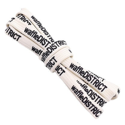 7mm Beige Black "waffleDISTRICT" Letter Printing Shoelaces Unisex Canvas Sneakers Universal Cordens