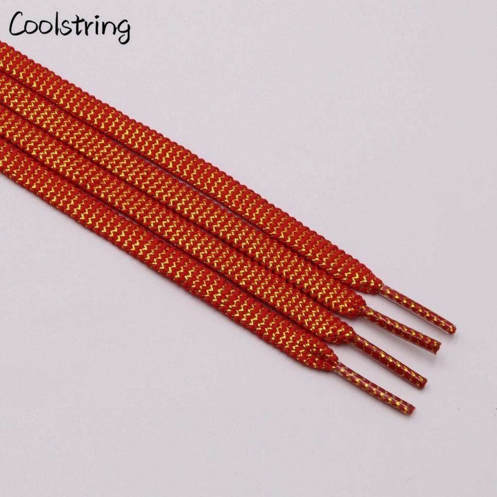 Cool 0.7cm Two Colors Mixed Shiny Gold And Silver Thread Sport Sneakers Flat Shoelaces Bootlaces
