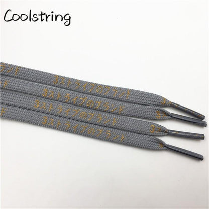 Cool 7mm Printed Hiragana Japanese Katakana Letter Shoe Laces Silk Printing Bootlaces Black Red Gold