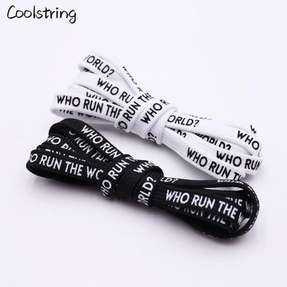 7MM Who Run The World Slogo Shoelaces Double-sided Printed Flat Sneakers Basketball Shoestring