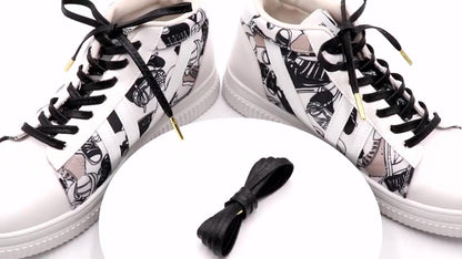 7MM Top Shoe Accessories Black Solid Color Flat Shoelaces Business Boots Canvas Shoes For Office