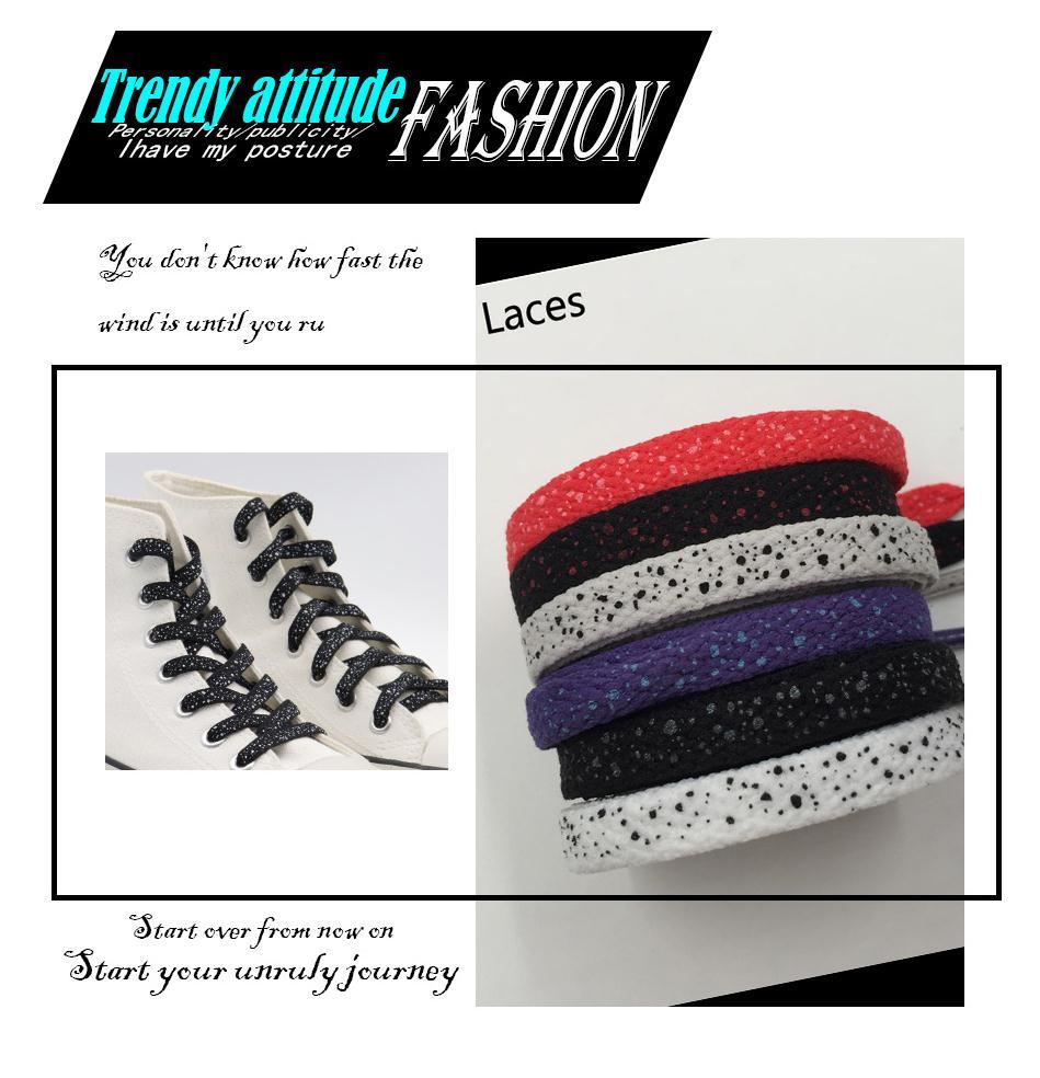 8MM Spray Point High Quality Shoelaces Easy Boots Canvas Ropes Adult&Kid Sneaker 2021 Unisex Black