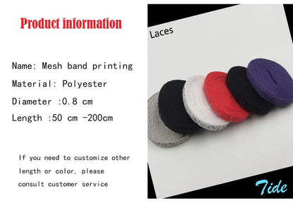 8MM Spray Point High Quality Shoelaces Easy Boots Canvas Ropes Adult&Kid Sneaker 2021 Unisex Black