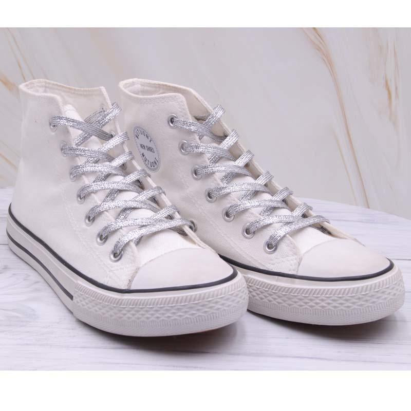 Flat Type Top Metallic Polyester Shoelaces Men Women's Shoe Sneaker 2021 Golden Black Sliver Top