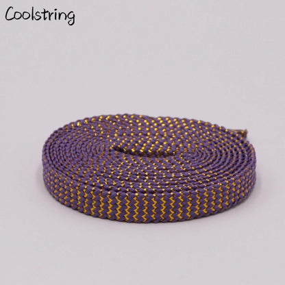 Cool 0.7cm Two Colors Mixed Shiny Gold And Silver Thread Sport Sneakers Flat Shoelaces Bootlaces