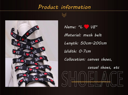 7mm Thermal Transfer Bootlace Flat Single Layer Network Laces With Printing Sublimated Love