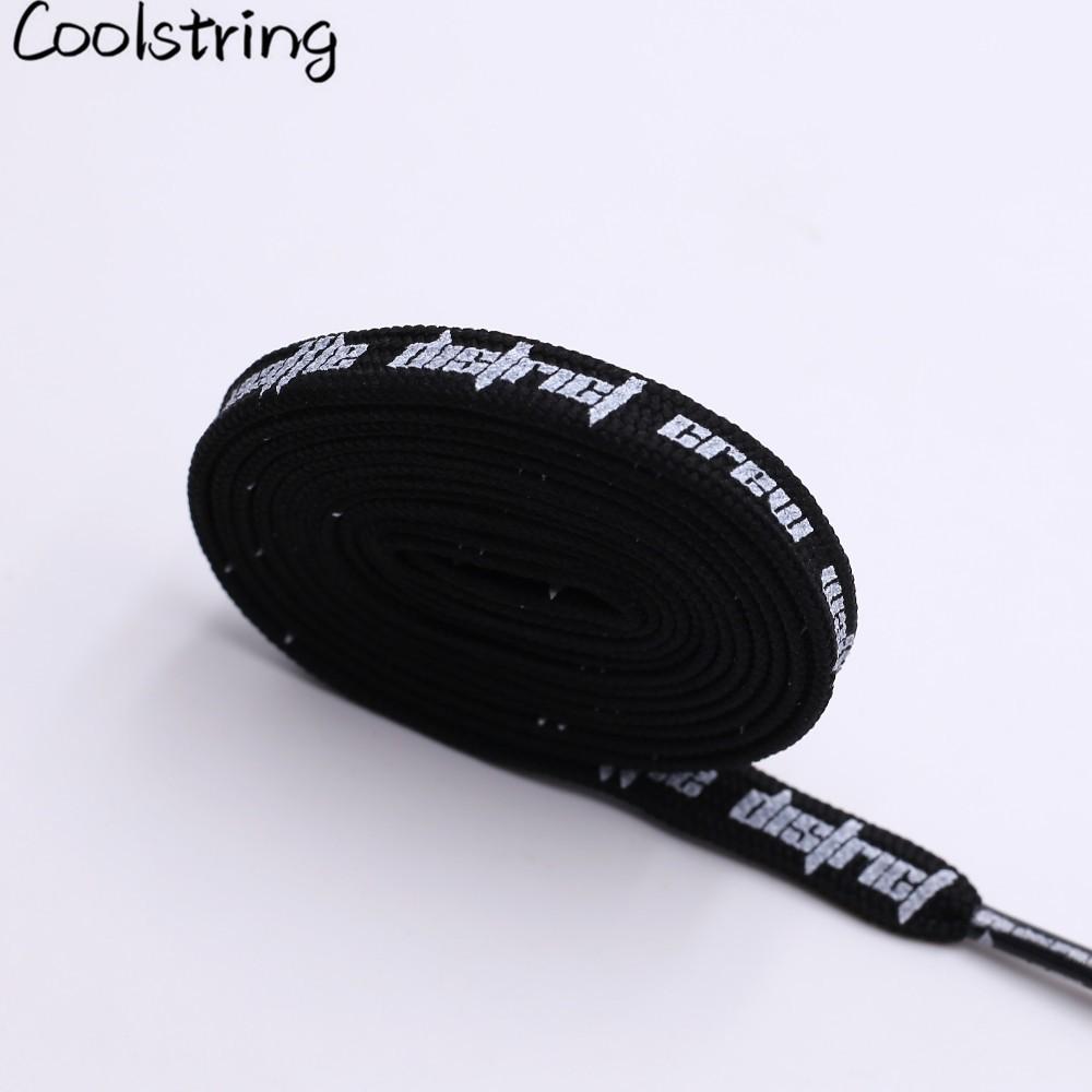 Double-sided Screen Printing Waffle District Crew Laces Beige Black Authentic Sports Shoelace