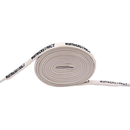 7mm Beige Black "waffleDISTRICT" Letter Printing Shoelaces Unisex Canvas Sneakers Universal Cordens