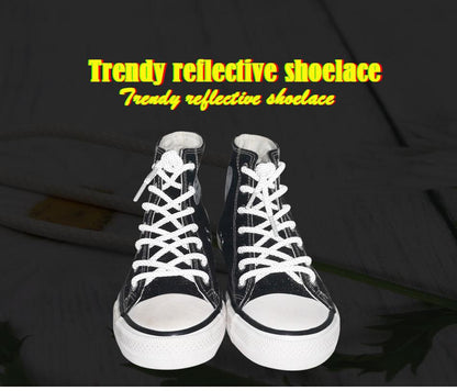 Shoe Accessories 4.7MM Black White Reflective Glowing shoestring 120CM Polyester Shoe Ropes Strong