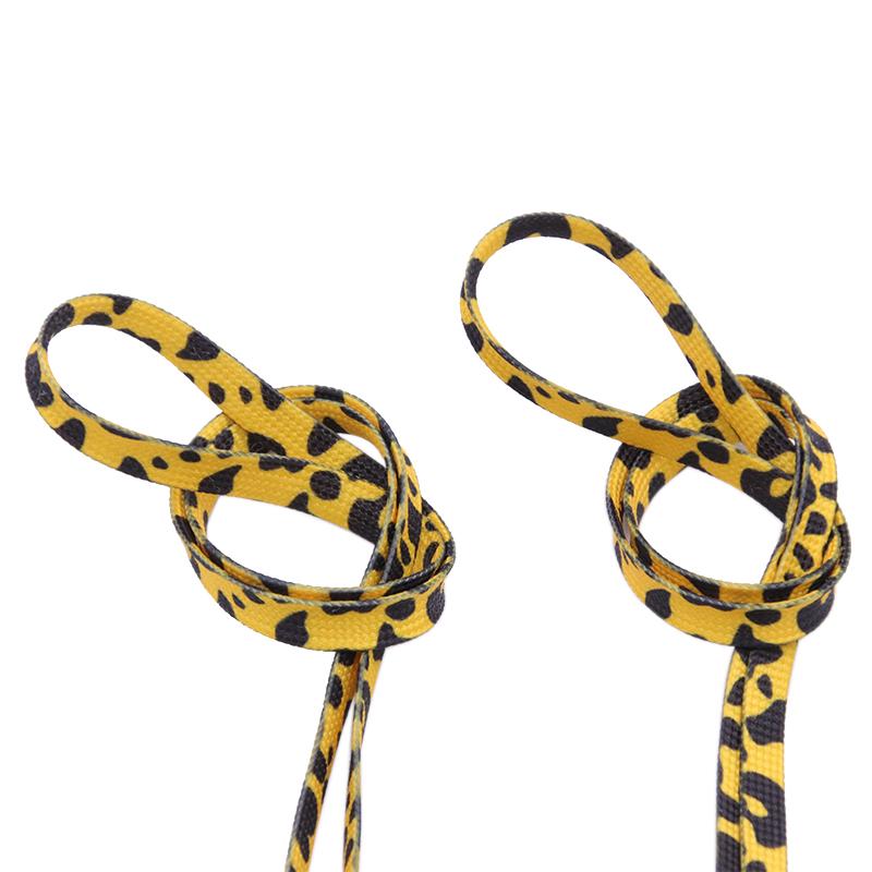 Fashion Trend 7mm Polyester Digital Printed Leopard Flat Sports Laces Thermal Transfer Shoelaces