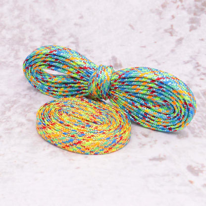 7MM Metallic Yarn Colorful Laces Black Blue Yellow Polyester Shoelaces Sneaker Boot Canvas Trendy