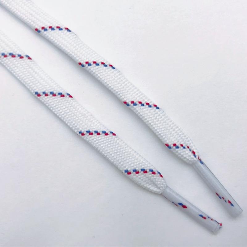 Best Shoe Accessories 7MM White Shoelaces With Red and Blue Spots Flat Easy Laces Fashion Youth