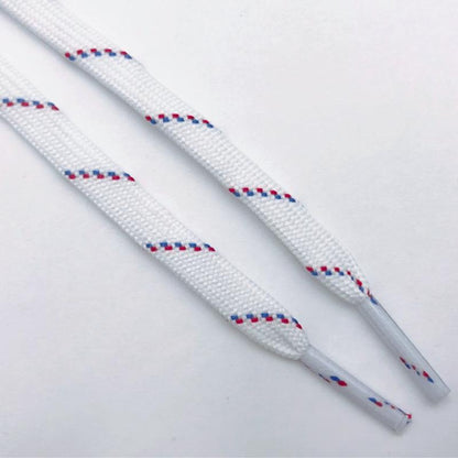 Best Shoe Accessories 7MM White Shoelaces With Red and Blue Spots Flat Easy Laces Fashion Youth