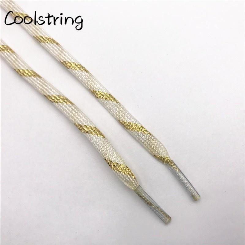 7mm Double Layer Shinning Colorful Glitter Shoelaces Long Shoe Laces White Black Red Gold Silver