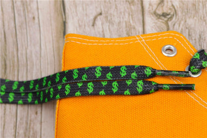 8MM Flat Canvas Polyester Cotton Laces Black-Green Dollar Heat Transfer Printing Pattern Top Ropes