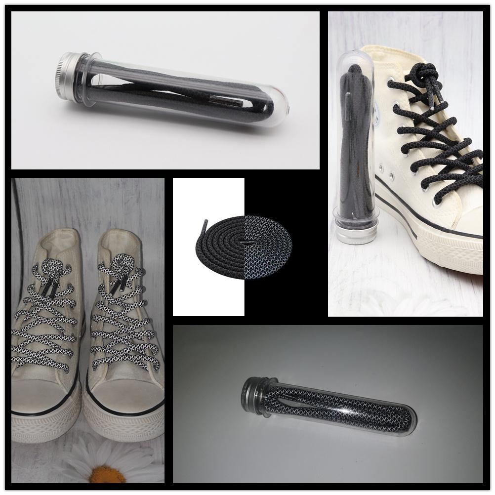 Shoe Accessories 4.7MM Black White Reflective Glowing shoestring 120CM Polyester Shoe Ropes Strong