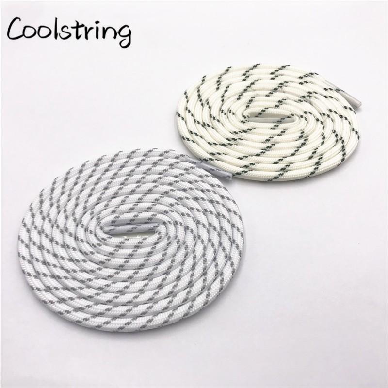 Round Striped Rope Laces Beige White Bootlaces Polyester Shoelace Shoestring For Roller Skates