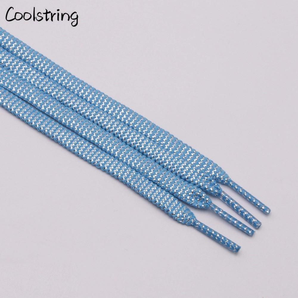 Cool 0.7cm Two Colors Mixed Shiny Gold And Silver Thread Sport Sneakers Flat Shoelaces Bootlaces