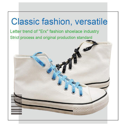 7MM Black-White Blue-Sapphire "ERX" Letter Printing Shoelaces Women Sneaker 2021 Canvas Ropes Flat