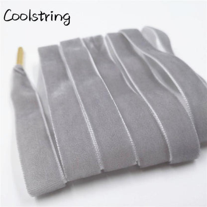 60-180cm Length 1.27 Cm Width Velvet Surface Shoelaces Women Men Black White Colorful Sports Casual