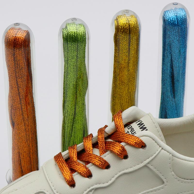 7MM Metallic Yarn Flat Laces Durable Material Making Pretty&Gorgeous Lady Boot Easy Lacets