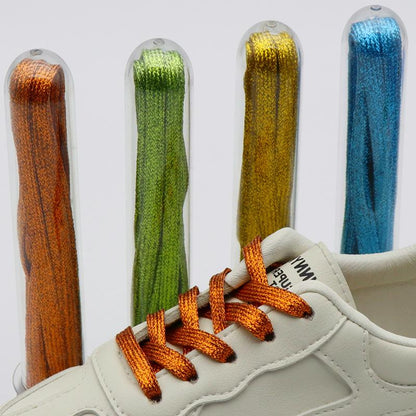 7MM Metallic Yarn Flat Laces Durable Material Making Pretty&Gorgeous Lady Boot Easy Lacets