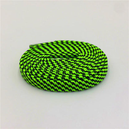7mm Premium Black-Green Striped Flat Polyester Shoelaces For Boots lacet Casual Canvas Sneaker Easy