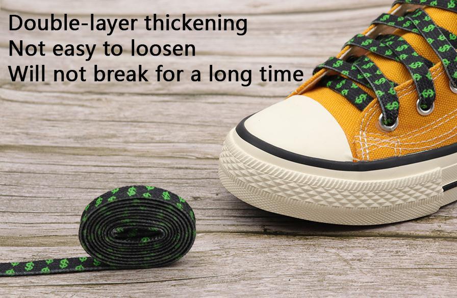 8MM Flat Canvas Polyester Cotton Laces Black-Green Dollar Heat Transfer Printing Pattern Top Ropes