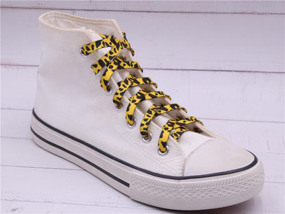 Fashion Trend 7mm Polyester Digital Printed Leopard Flat Sports Laces Thermal Transfer Shoelaces