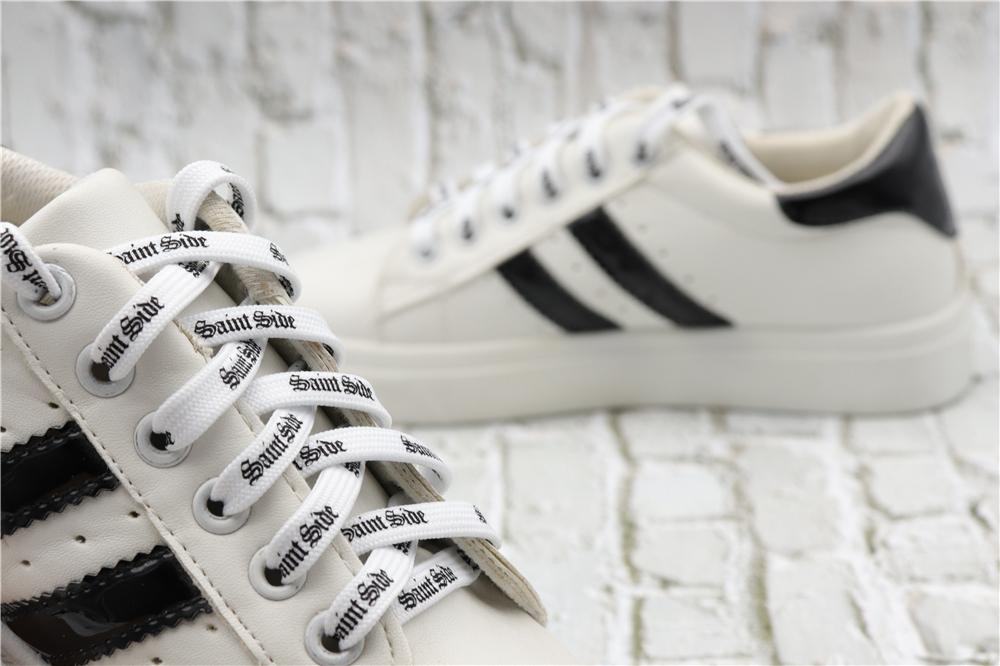 7MM Saint Side White Black Letter Flat Type Waist Laces Men Women Sneaker Ropes Boots Canvas Casual