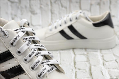 7MM Saint Side White Black Letter Flat Type Waist Laces Men Women Sneaker Ropes Boots Canvas Casual