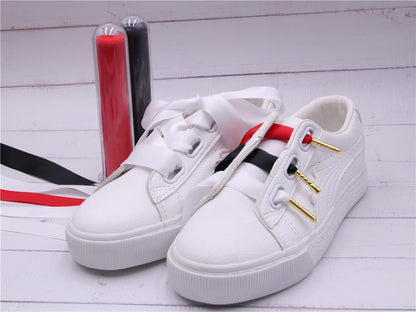 Solid Color Ribbon Wide Shoelaces Women Canvas Casual Flat Shoes Lacet 2021 Charmed Fashion Cord