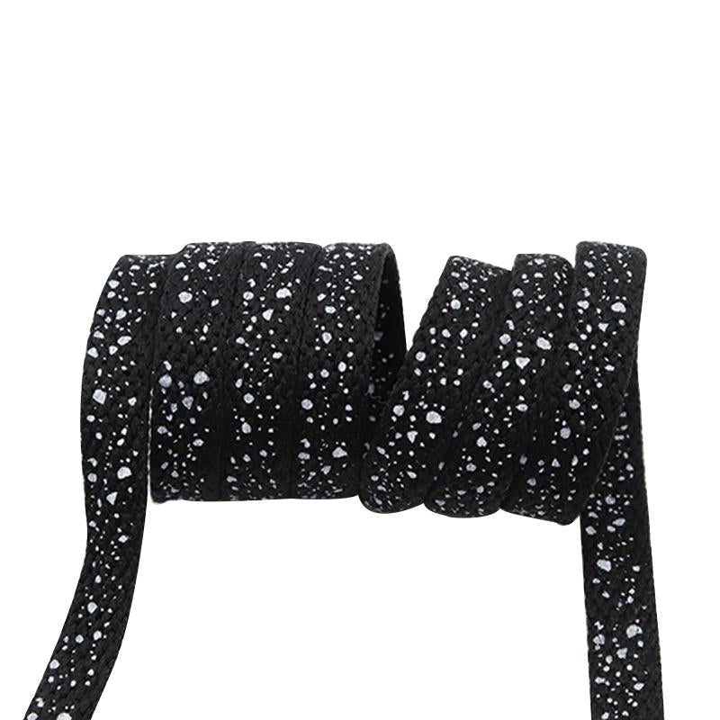 8MM Spray Point High Quality Shoelaces Easy Boots Canvas Ropes Adult&Kid Sneaker 2021 Unisex Black