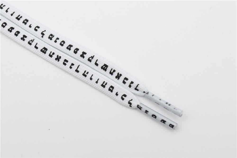 7MM Shoe Accessory Silk Screen Printing Belt Flat Canvas Strings Boots White Black 350 700 ShoeLaces