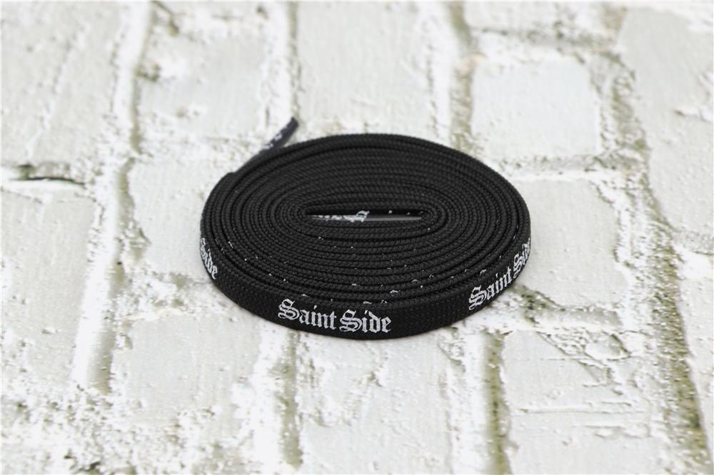 7MM Saint Side White Black Letter Flat Type Waist Laces Men Women Sneaker Ropes Boots Canvas Casual