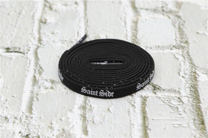 7MM Saint Side White Black Letter Flat Type Waist Laces Men Women Sneaker Ropes Boots Canvas Casual