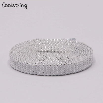 Cool 0.7cm Two Colors Mixed Shiny Gold And Silver Thread Sport Sneakers Flat Shoelaces Bootlaces