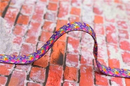 1 Pair 8MM Flat Type Purple Small Floral Pattern Heat Transfer Printing Lady's Dress Shoelaces Nice